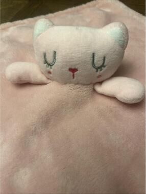 Bon Bebe Plush Cat Kitty Lovey Pink White Ears Baby Security Blanket flaw